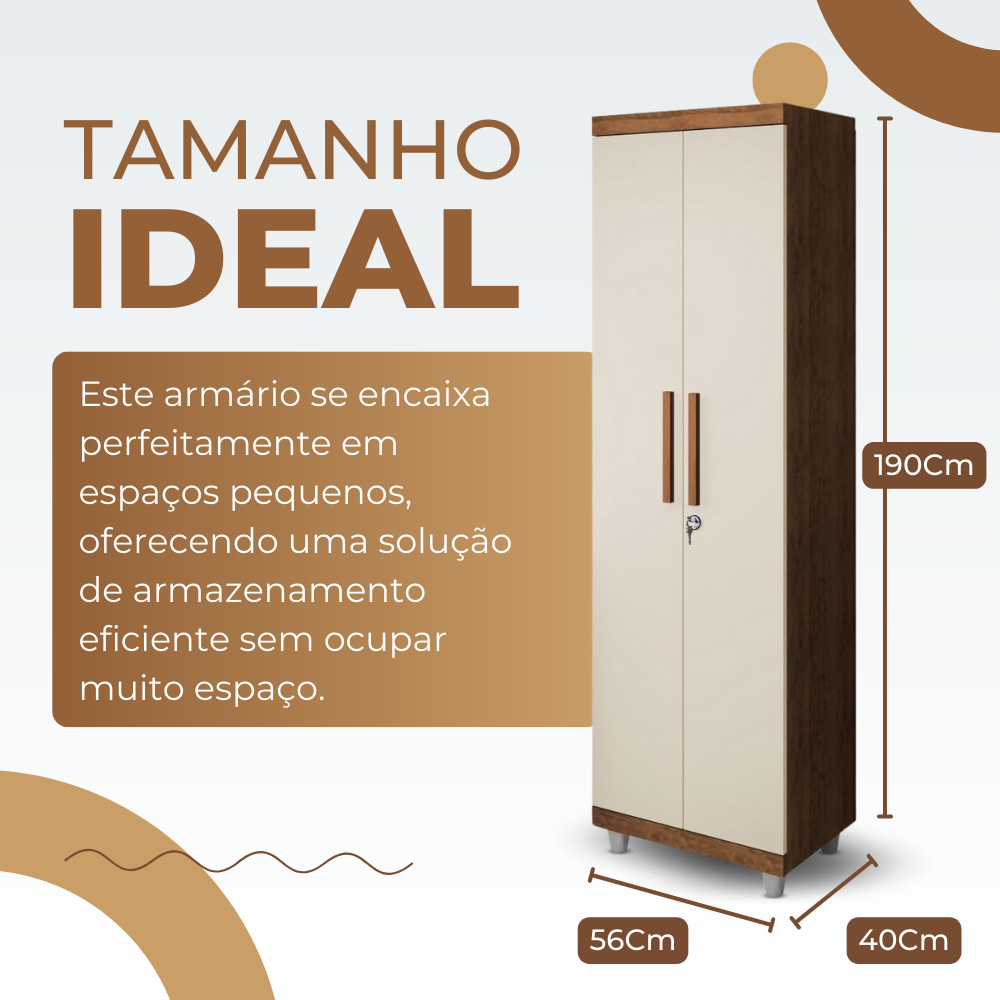 Armário Multiuso Pallas Organizador Home Office Lavanderia 2 Portas Com Fechadura