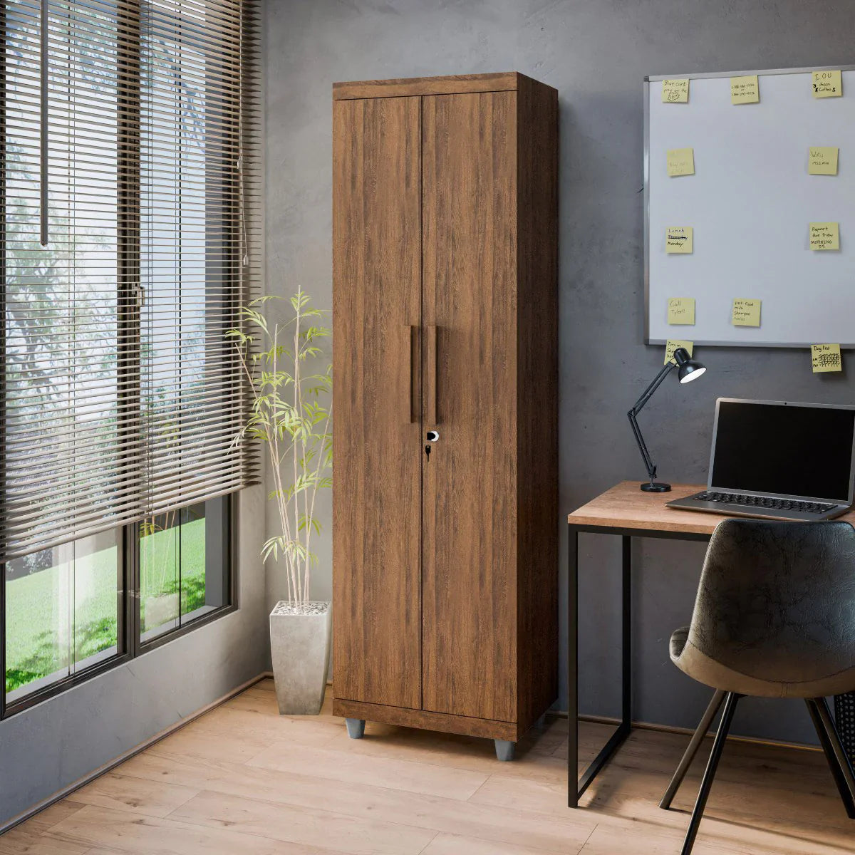 Armário Multiuso Pallas Organizador Home Office Lavanderia 2 Portas Com Fechadura