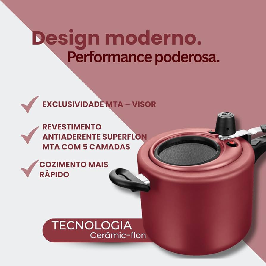 Panela de Pressão Com Visor Antiaderente (PAGUE 1 LEVE 2)