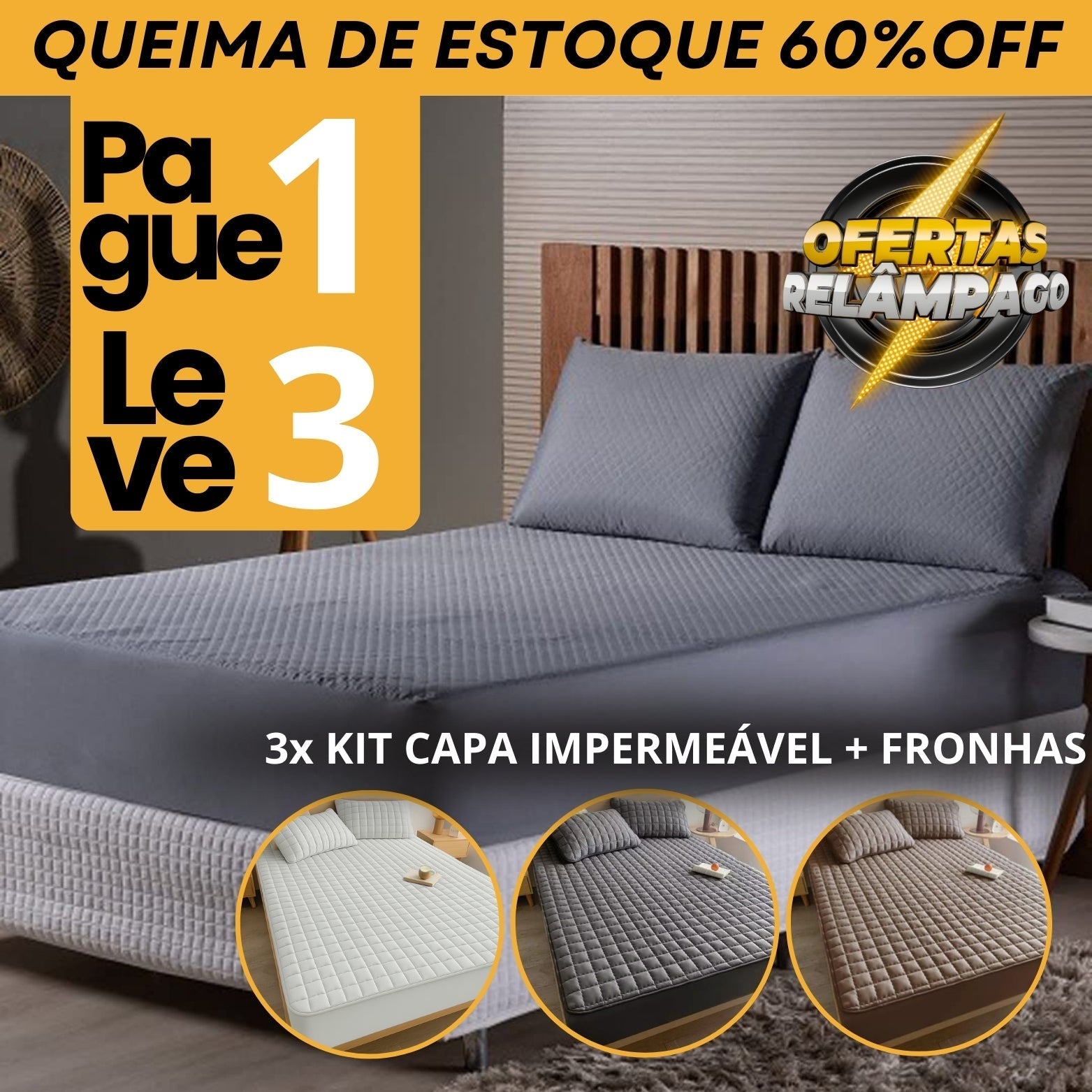 Hydra Soft™ Jogo de Cama Impermeável Premium – Capa + 2 Fronhas